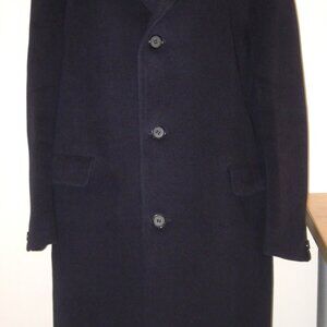 Vintage Navy Blue Heavy Thick Lambs Wool Over Car Coat Hudson's Dupuis 1950s MED